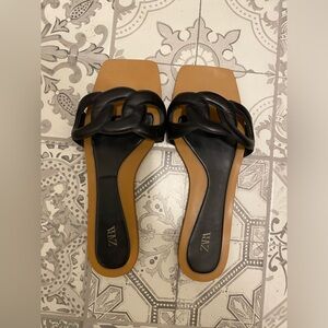 Zara leather flat sandals